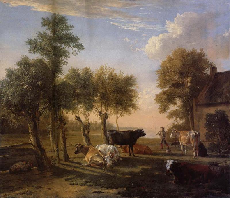 REMBRANDT Harmenszoon van Rijn Cows in the Meadow near a Farm Germany oil painting art